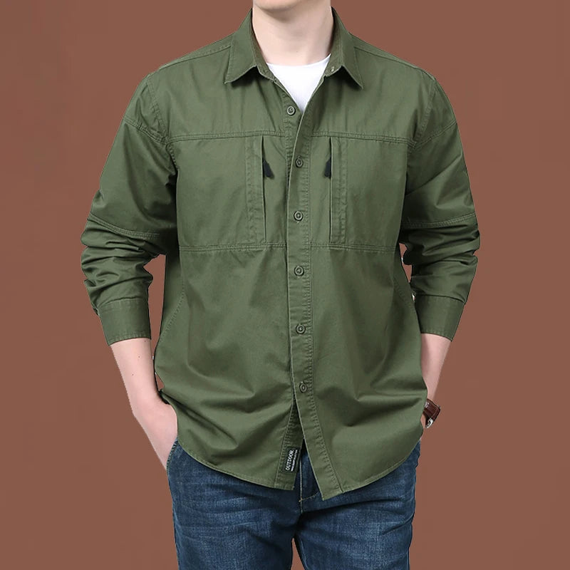 Long Sleeves Zipped Dual Pockets Shirt