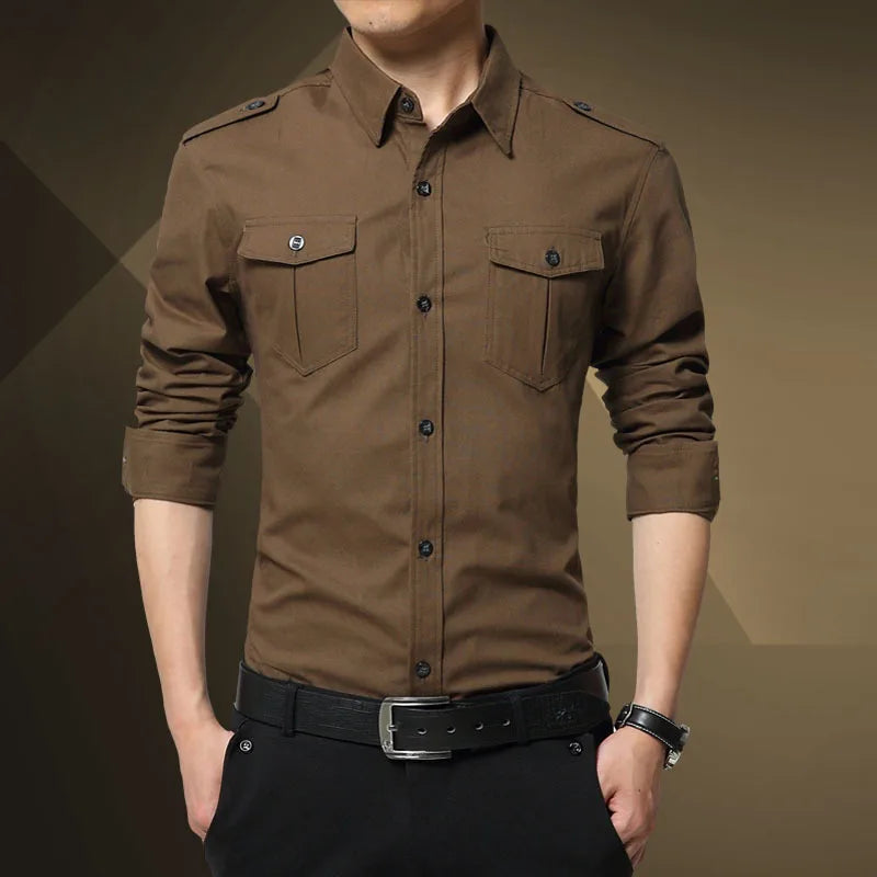 Military Style Dual Pockets Shirt