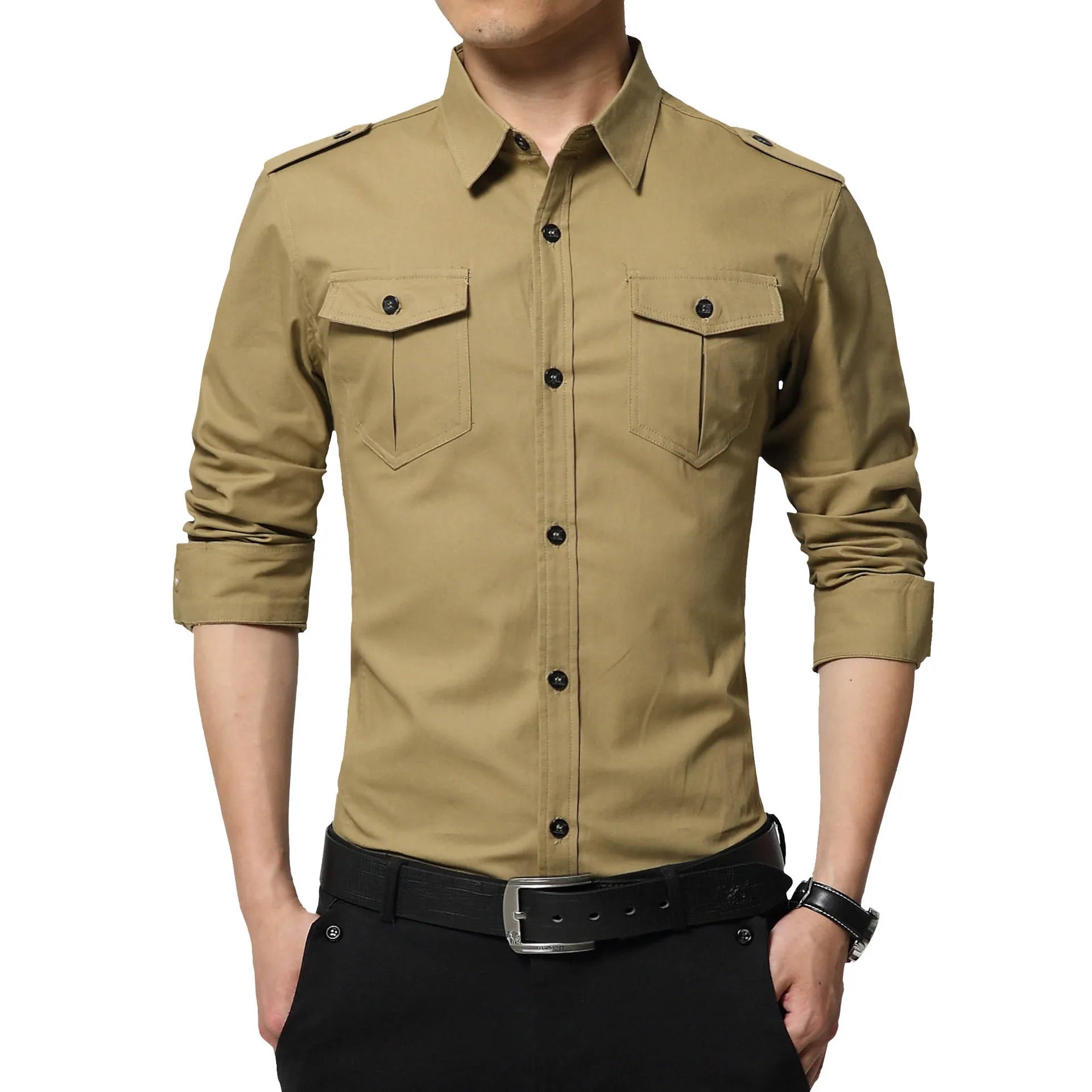 Military Style Dual Pockets Shirt
