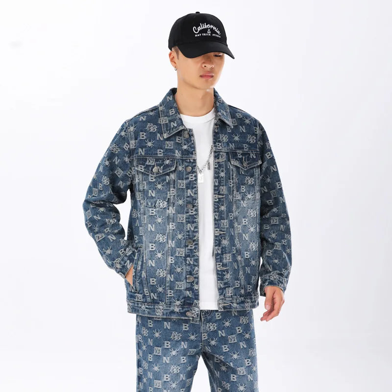 Styled Men's Denim Jacket and Trousers