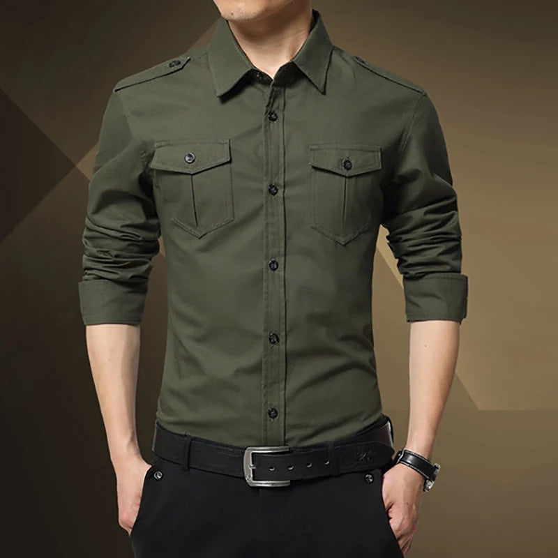Military Style Dual Pockets Shirt