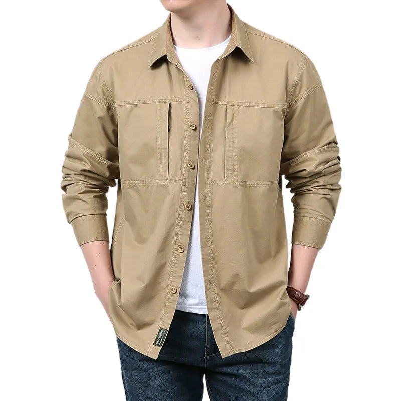 Long Sleeves Zipped Dual Pockets Shirt