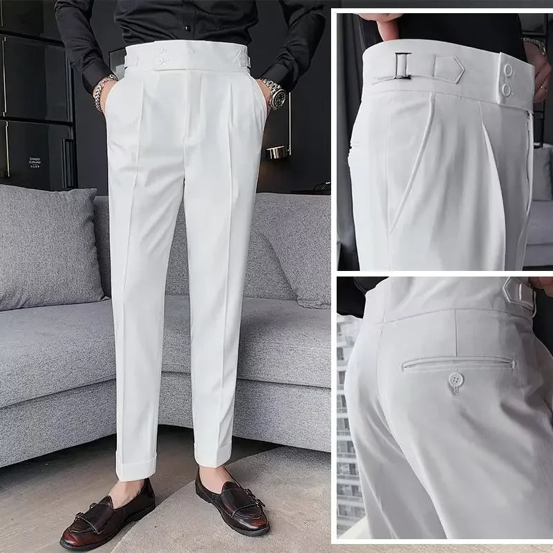Buckle Waist Straight Leg Pants