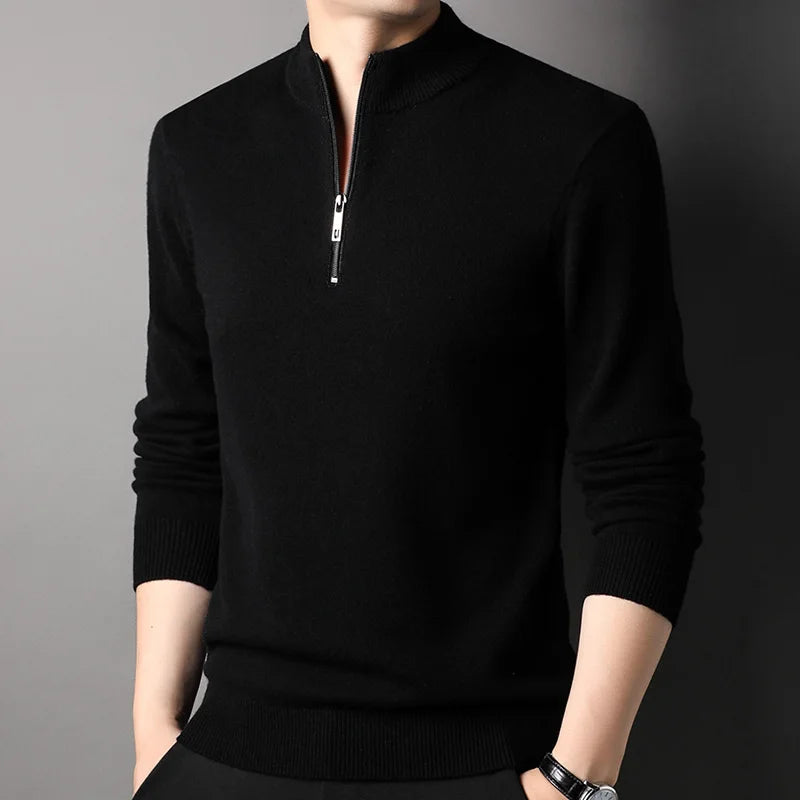 Solid Color Mock Collar Sweatshirt