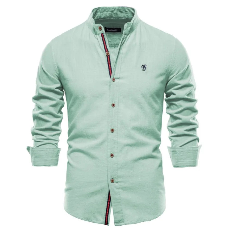 Mandarin Collar Style Linen Shirt