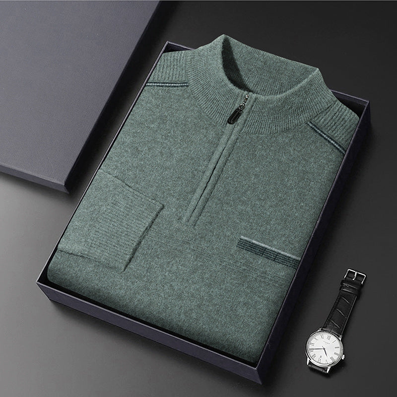 Men's Half-turtleneck Zipper Sweater