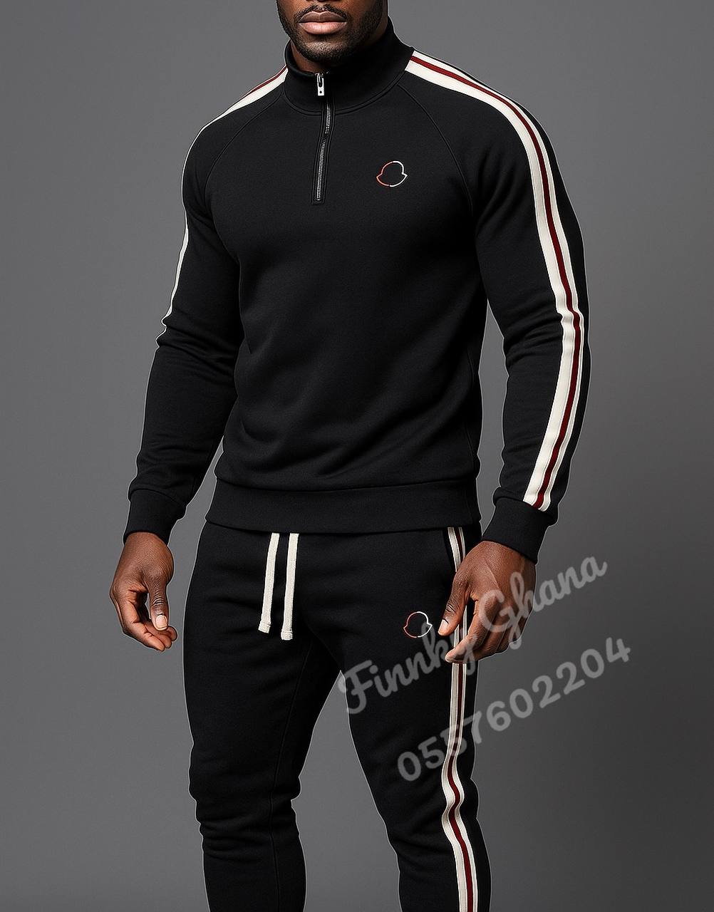Luxurious Stand Collar Half Zipper Two Piece