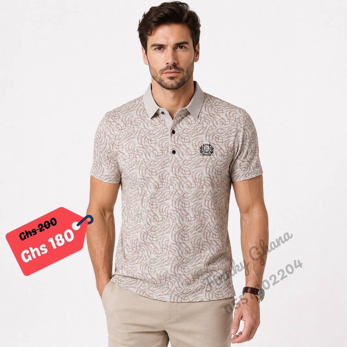 Premium Men's Patterned Polo Shirt – Smart Casual