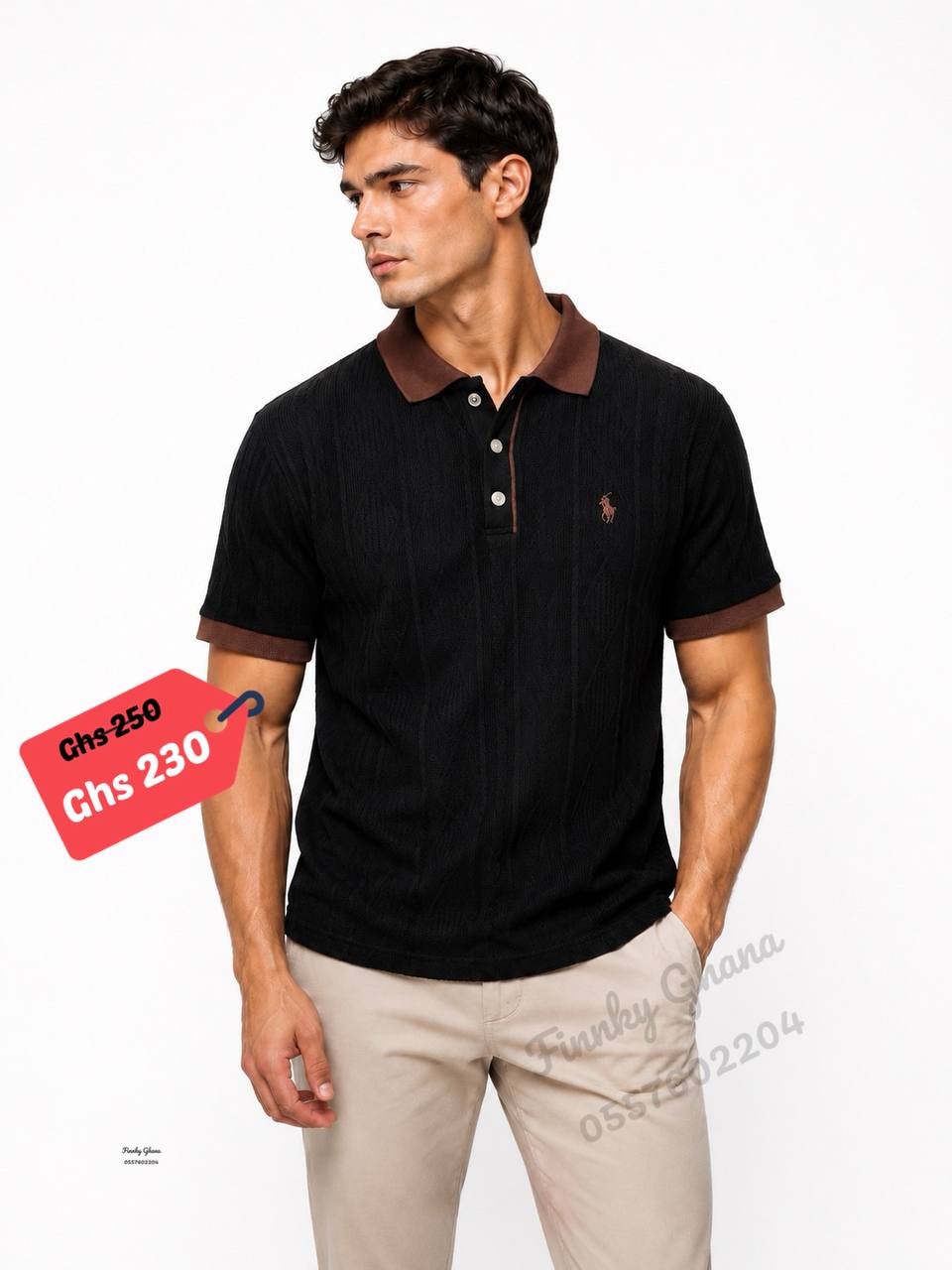 Premium Textured Knit Polo Shirt – Men's Smart Casual Collection