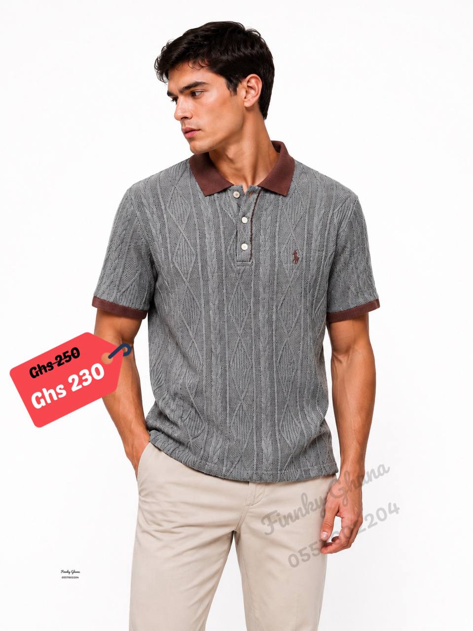 Premium Textured Knit Polo Shirt – Men's Smart Casual Collection