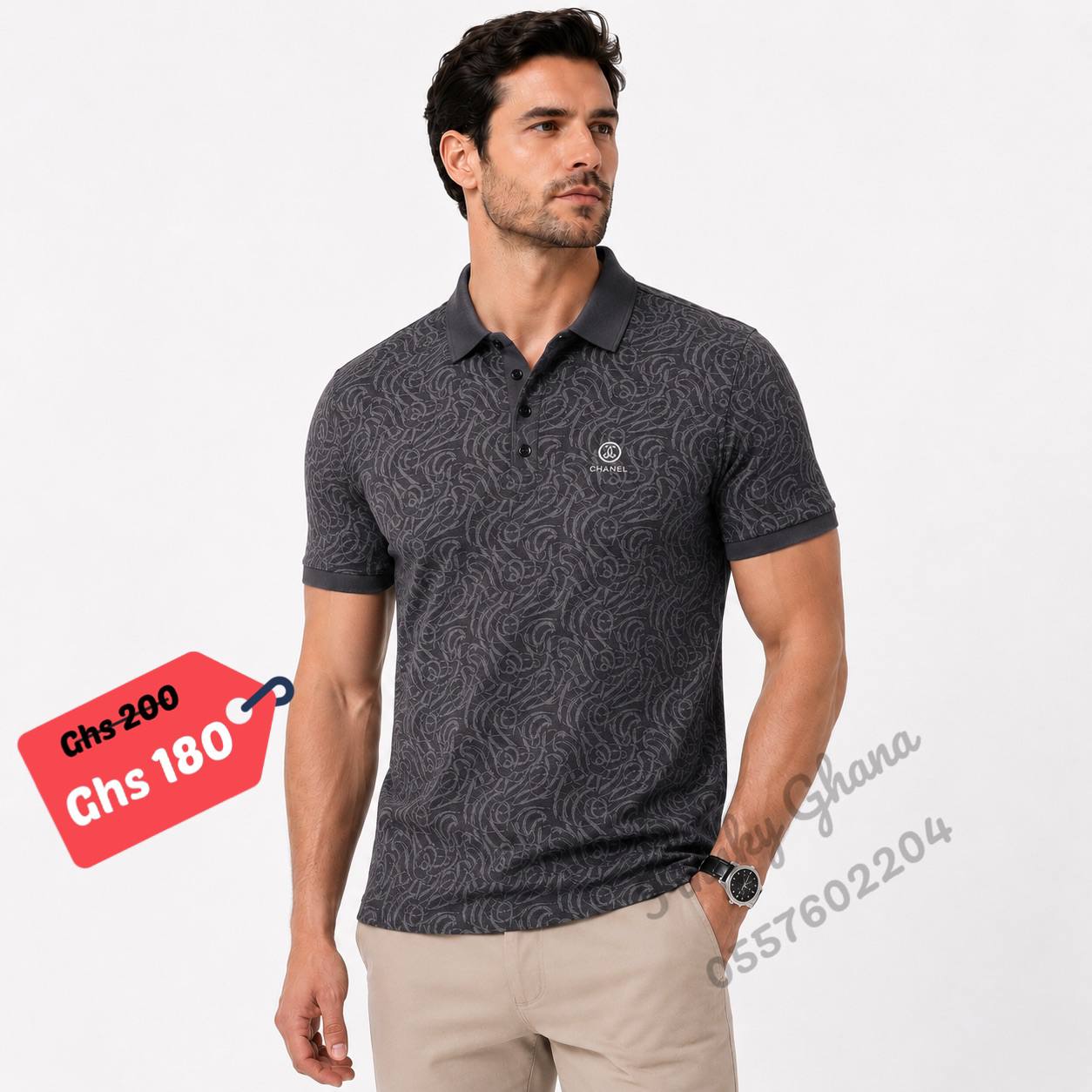 Premium Men's Patterned Polo Shirt – Smart Casual