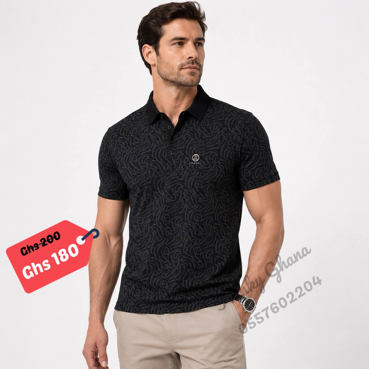 Premium Men's Patterned Polo Shirt – Smart Casual