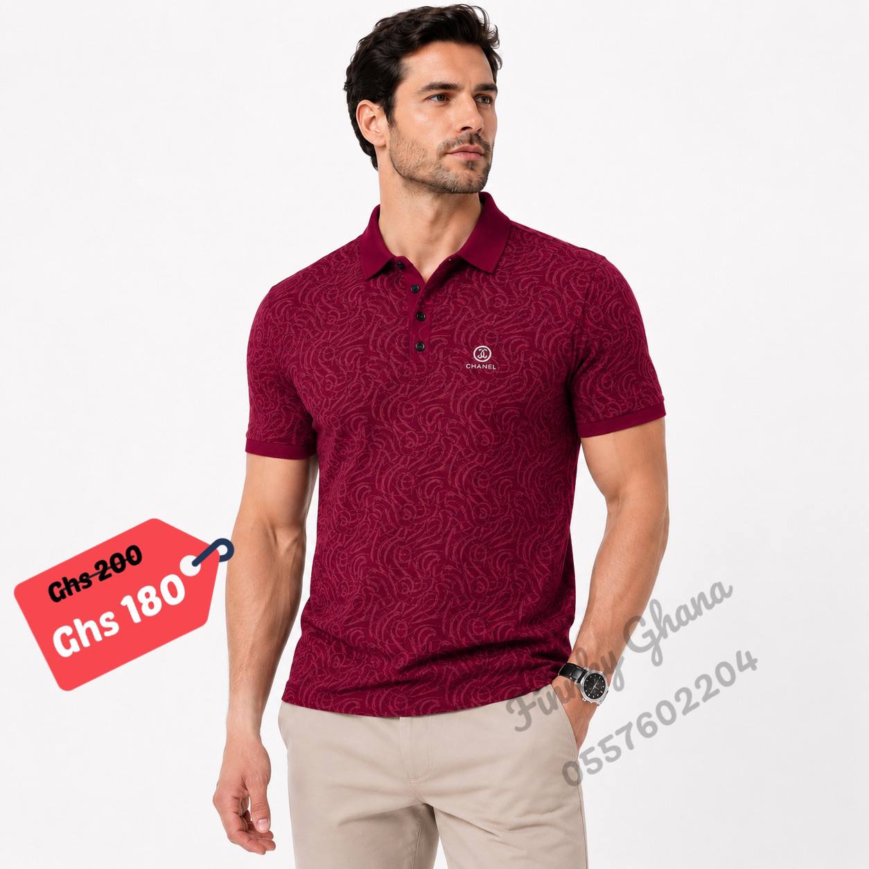 Premium Men's Patterned Polo Shirt – Smart Casual