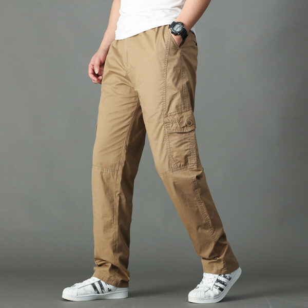 Loose Straight Khaki Cargo Pants - Image 5