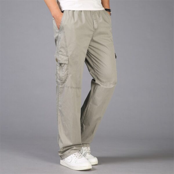 Loose Straight Khaki Cargo Pants - Image 2