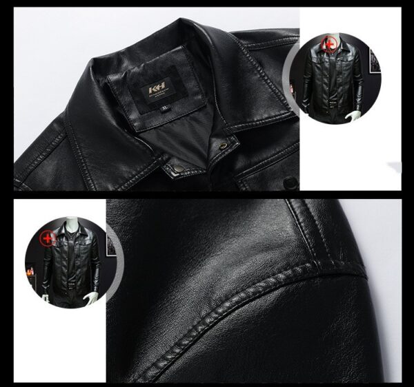 Men's Spring And Autumn Leather Jacket - Image 5