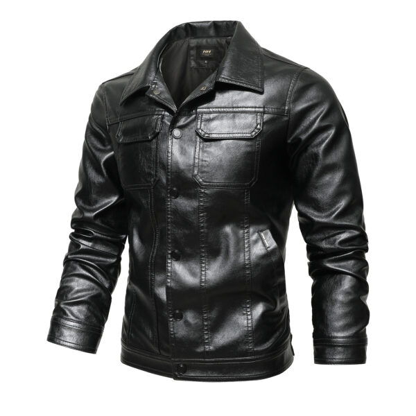 Men's Spring And Autumn Leather Jacket - Image 2