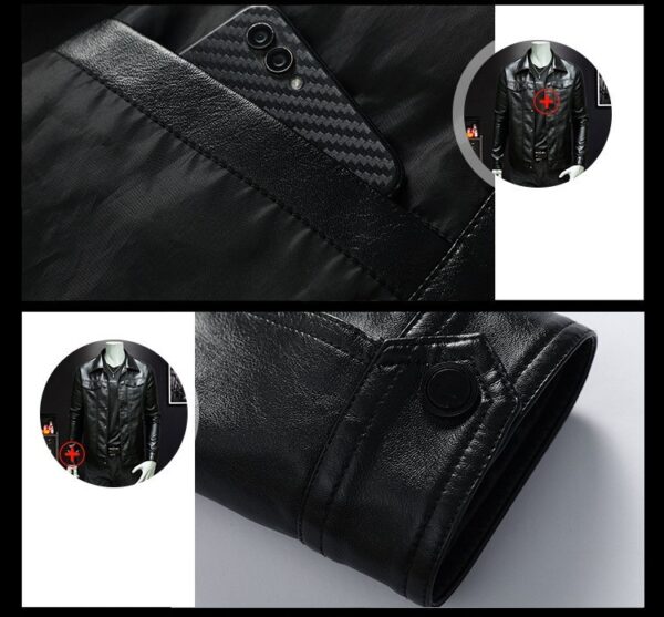 Men's Spring And Autumn Leather Jacket - Image 6