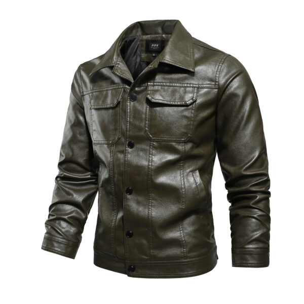 Men's Spring And Autumn Leather Jacket - Image 4