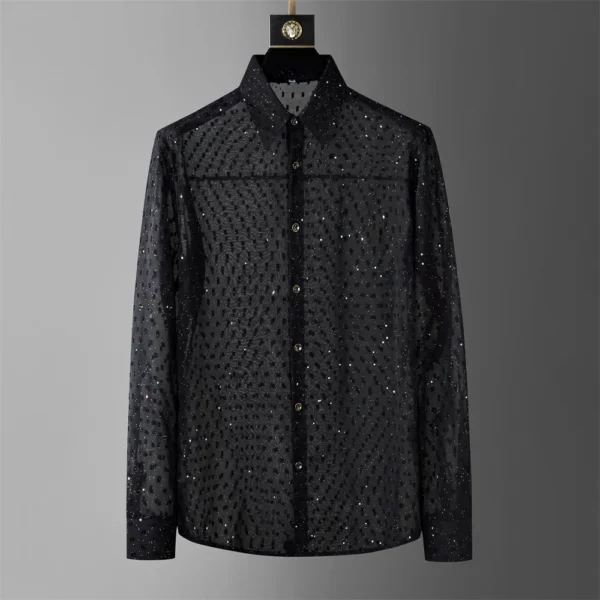 Sequin Men Long Sleeve Party Shirts - Image 3