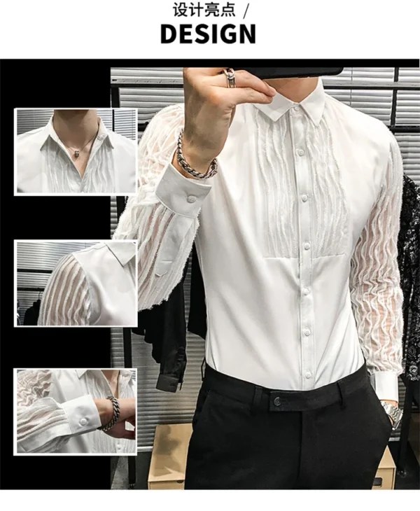 Lace Hollow Sleeves Dinner Shirt - Image 7