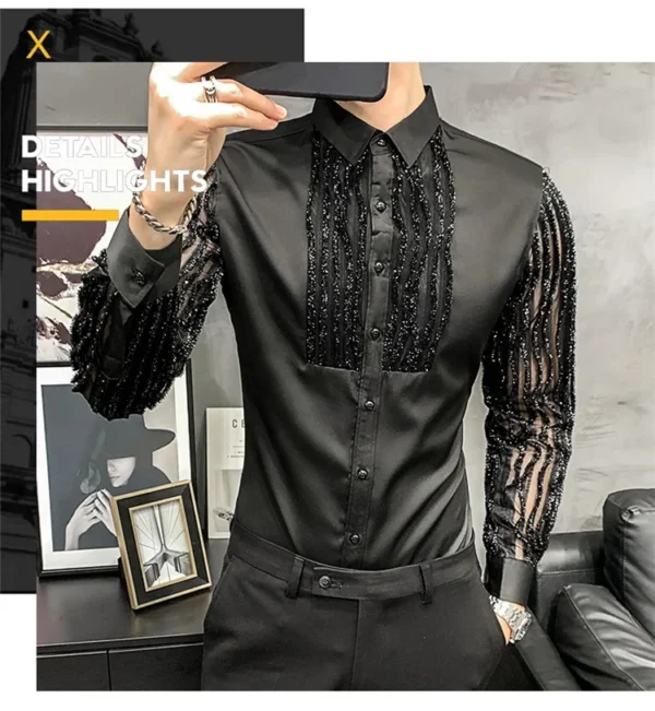 Lace Hollow Sleeves Dinner Shirt - Image 6