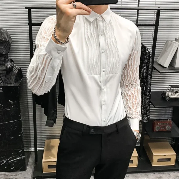 Lace Hollow Sleeves Dinner Shirt - Image 4