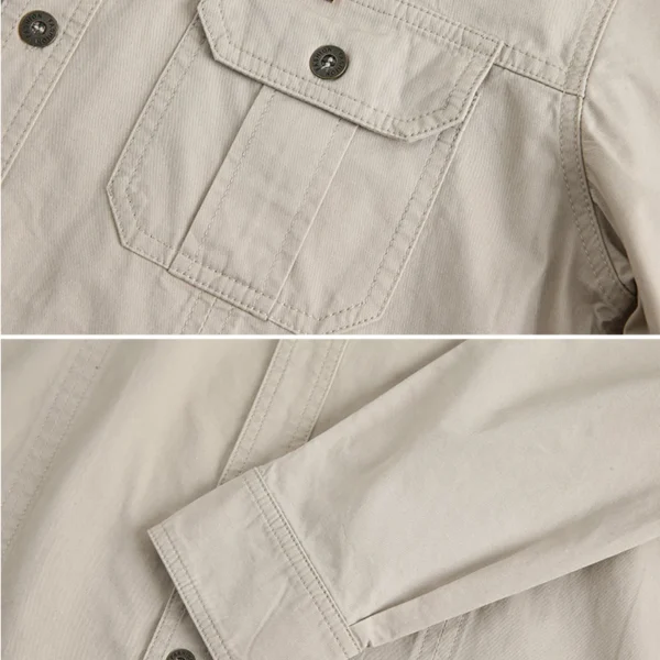 Single-breasted Long Sleeves Khaki Shirt - Image 7